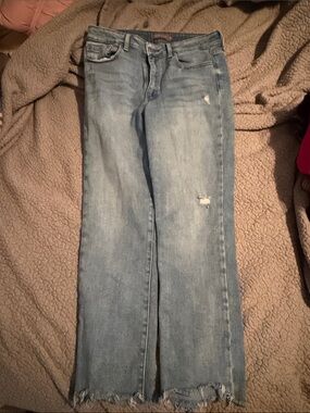 Just USA Light Wash Straight-Leg Jeans with Raw Hem